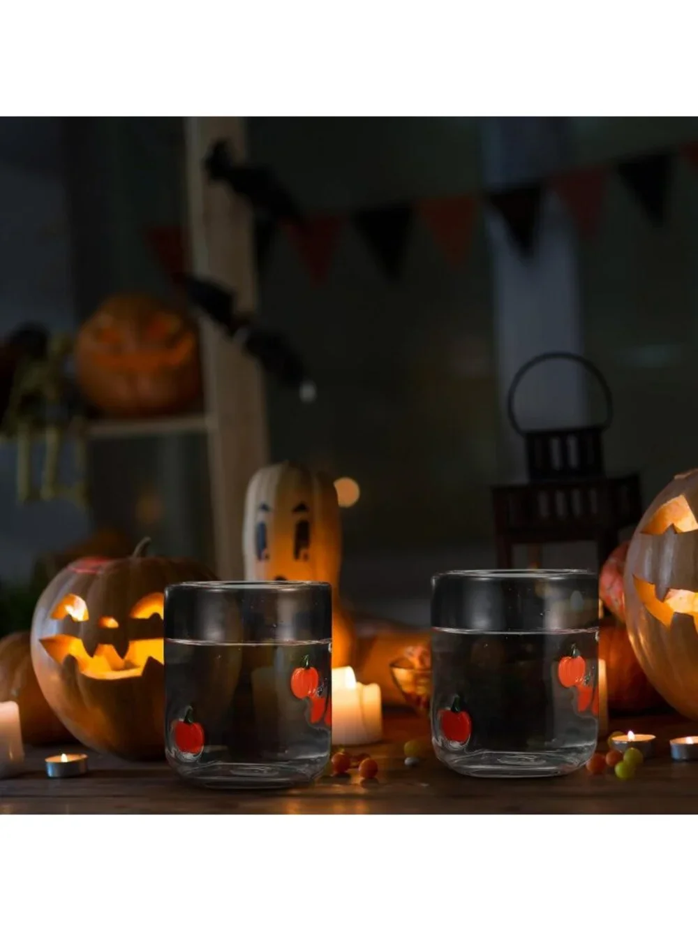 Set of 4 Pumpkin Icon Juice Glasses - Fall Decor, Halloween Drinkware, Cute
